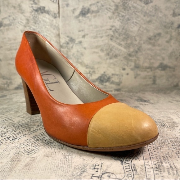 AGL Vero Cuoio Made in Italy Pump Color: Orange/Tan - Picture 2 of 13